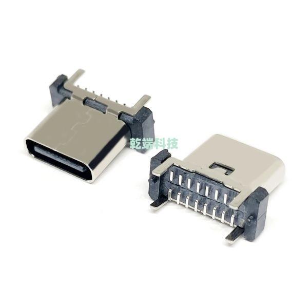 Typec CF 立貼 SMT 16PIN C7025 LCP黑色 H=10.0 &（外殼帶彈片）