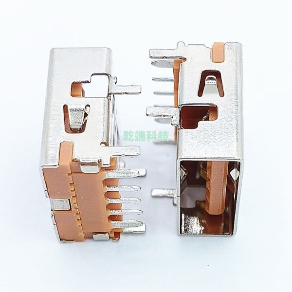 USB AF 短體13.0 四腳插板 無(wú)邊鐵殼 端子DIP 大電流5PIN